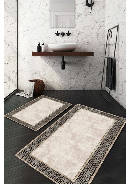 Dijital Baskılı Kaymaz Taban Yıkanabilir 2'li Klozet Takımı Banyo Paspası NDKZ-SD-751