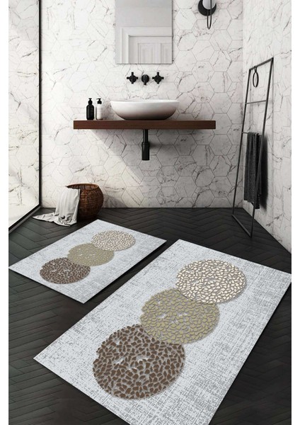 Dijital Baskılı Kaymaz Taban Yıkanabilir 2'li Klozet Takımı Banyo Paspası NDKZ-SD-783