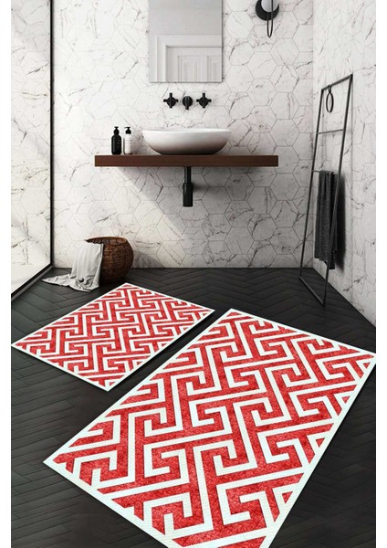 Dijital Baskılı Kaymaz Taban Yıkanabilir 2'li Klozet Takımı Banyo Paspası NDKZ-SD-899