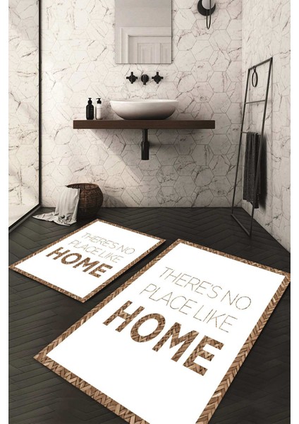 Dijital Baskılı Kaymaz Taban Yıkanabilir 2'li Klozet Takımı Banyo Paspası NDKZ-SD-358