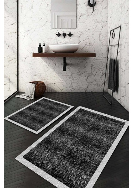 Dijital Baskılı Kaymaz Taban Yıkanabilir 2'li Klozet Takımı Banyo Paspası NDKZ-SD-874