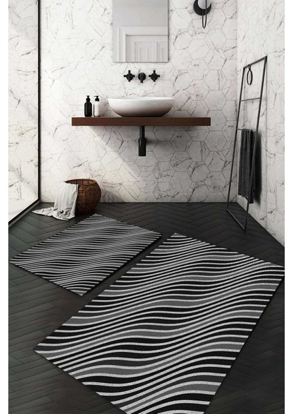 Dijital Baskılı Kaymaz Taban Yıkanabilir 2'li Klozet Takımı Banyo Paspası NDKZ-SD-824