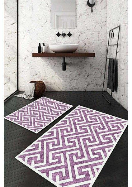 Dijital Baskılı Kaymaz Taban Yıkanabilir 2'li Klozet Takımı Banyo Paspası NDKZ-SD-901
