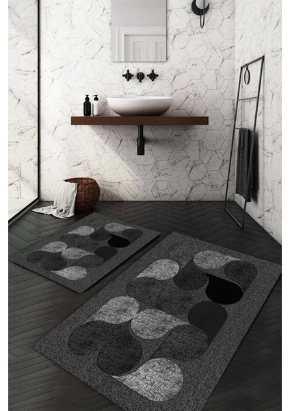 Dijital Baskılı Kaymaz Taban Yıkanabilir 2'li Klozet Takımı Banyo Paspası NDKZ-SD-916