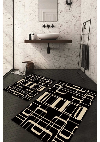 Dijital Baskılı Kaymaz Taban Yıkanabilir 2'li Klozet Takımı Banyo Paspası NDKZ-SD-969