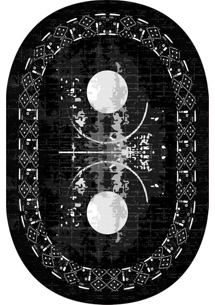 Dijital Baskılı Kaymaz Taban Yıkanabilir Oval 2'li Klozet Takımı Banyo Paspası NOKZ-SD-1070