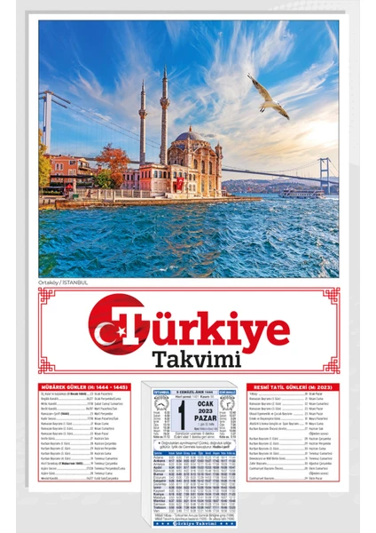 Türkiye Gazetesi Yayınları 2023 Türkiye Takvimi, Duvar Takvimi, Namaz Vakti, (2023 YILI TAKVİMİDİR!)