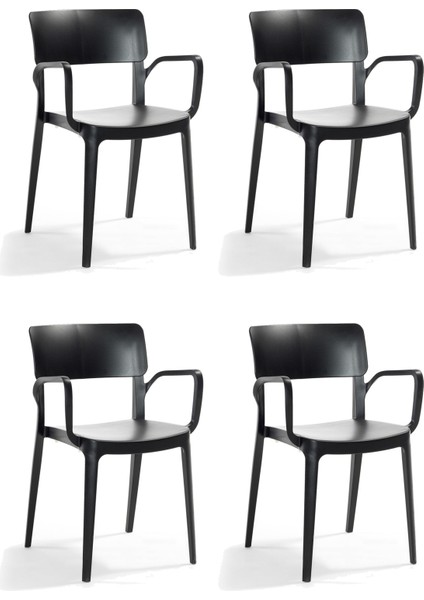 Panora Renkli Koltuk 4'lü Set Siyah