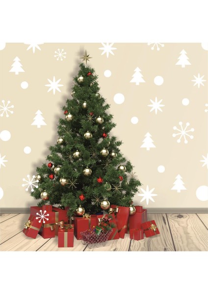 Lizpo Decor Yeniyıl Noel Temalı Vitrin Cam Sticker Sticker Dekorasyon 120 Adet Beyaz