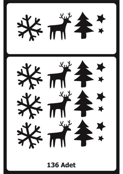 Lizpo Decor Yeniyıl Noel Temalı Vitrin Cam Sticker Sticker Dekorasyon 136 Adet Yeşil