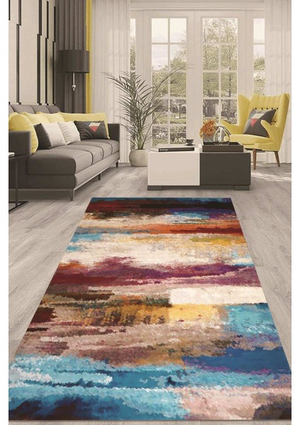 Dijital Kaymaz Taban Yıkanabilir Modern Renkli Salon Halısı Mutfak Halısı Yolluk ND-HT-1302