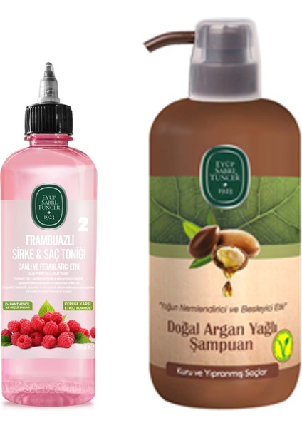 Argan Yağlı Şampuan 600 ml + Frambuazlı Sirke Saç Toniği 500 ml Set