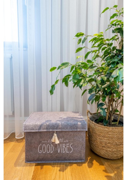 Kapaklı Çok Amaçlı Keçe Mini Kutu 35X24X24 cm Keçe Organizer Kutu