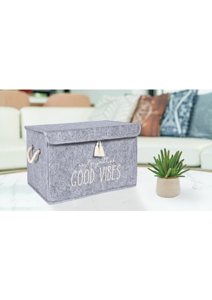 Kapaklı Çok Amaçlı Keçe Mini Kutu 35X24X24 cm Keçe Organizer Kutu modelleri