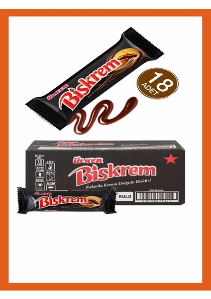 Biskrem Çikolatalı Bisküvi 18 Adet 100GR (1 Kutu)