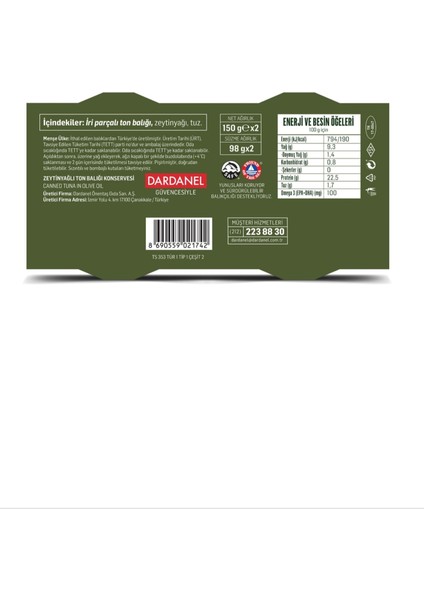 Tonla Zeytinyağlı 6 x 2'li 150 gr