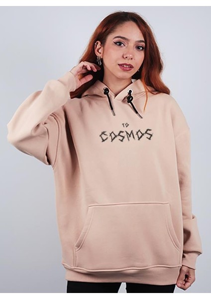 Unisex Oversize Hoodie Scream Themed Stone Color