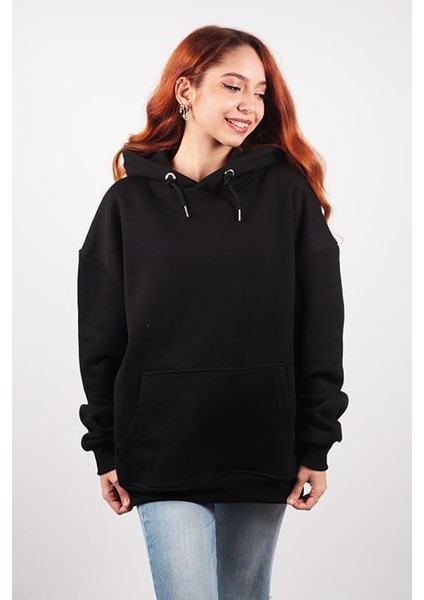 Cosmos Canada Unisex Oversize Hoodie Siyah modelleri