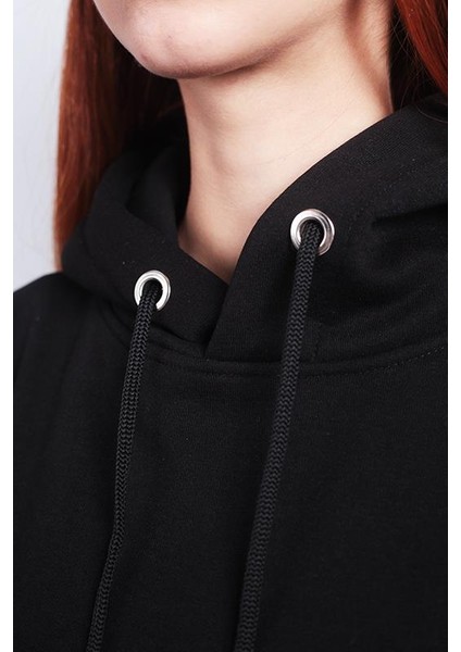 Cosmos Canada Unisex Oversize Hoodie Scream Themed Siyah modelleri