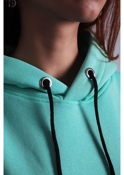 Unisex Oversize Hoodie Moon Themed Turquoise