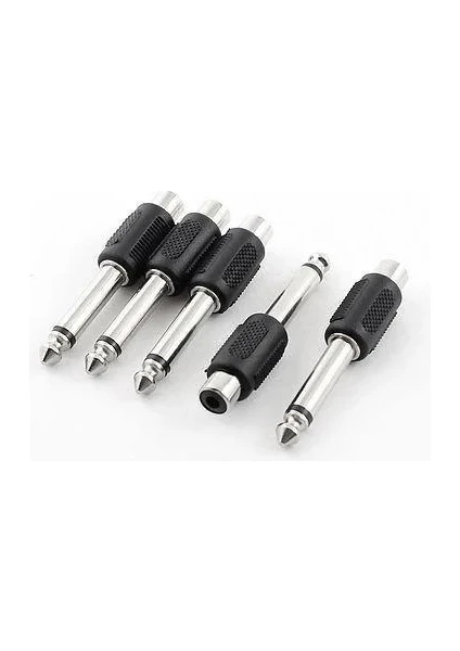 Ata Elektronik 5 Adet - 6.3 mm Mono Erkek 3.5mm Rca Dişi Adaptör Jack Çevirici Dönüştürücüjak Aparat