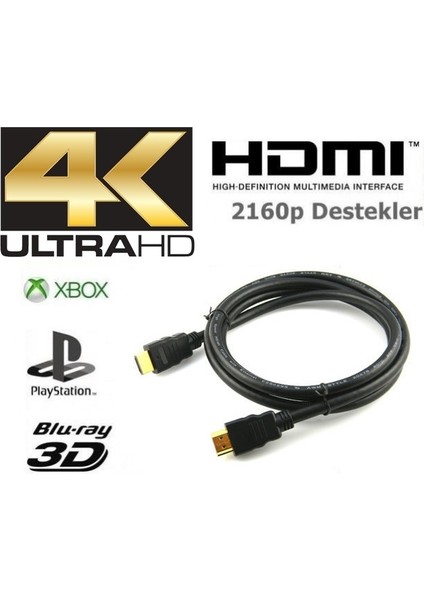 1.5 Metre 3D 4K Hd HDMI Kablo Blue Ray DVD Xbox Play Station Ps Laptop LCD LED Tv Arası Kablo