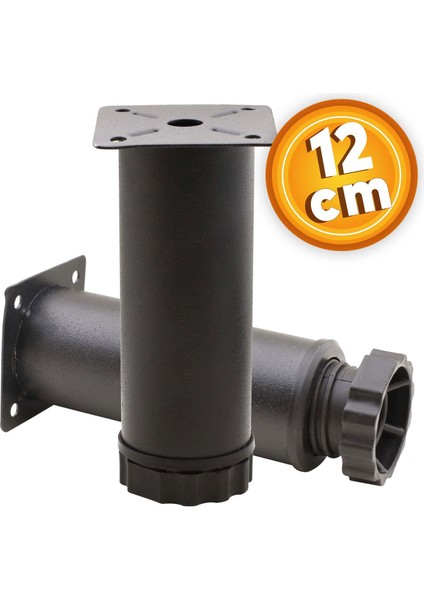 Mobilya Kanepe Baza Koltuk Metal Destek Ayağı Ayarlanabilir Siyah Ayak 12 cm