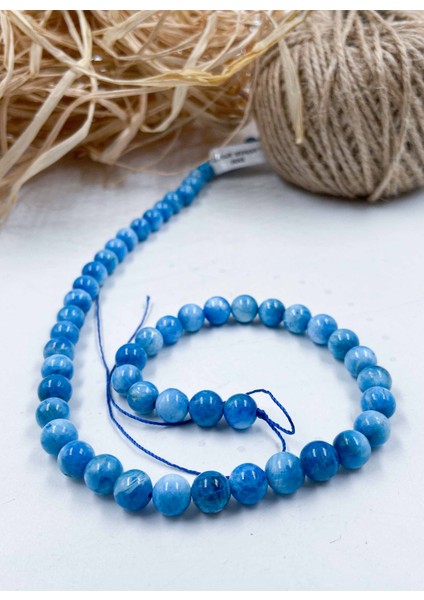Larimar Apatit Küre Kesim 8 mm Doğal Taş Dizi
