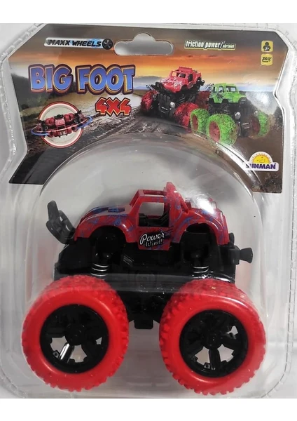 Maxx Wheels Big Foot 4x4 Sürtmeli Araba - Kırmızı