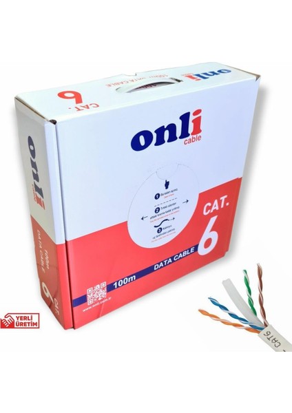 23AWG Utp Cat6 Network Kablosu Gri 100MT Yerli Üretim