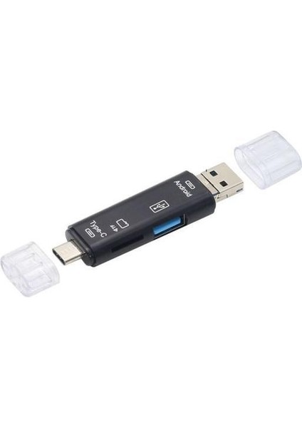 PrimeX Plus PX-5068 Micro Usb/ Type C To Micro Sd Otg Çevirici, Otg 3in1 Type-C ve Micro USB Tf Çevirici Dönüştürücü Kart Okuyucu