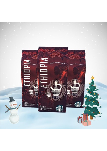 Yılbaşı Paketi Ethiopia Arabica Çekirdek Kahve 250 gr x 3