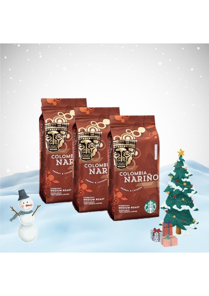 Yılbaşı Paketi Colombia Narino Çekirdek Kahve 250 gr x 3