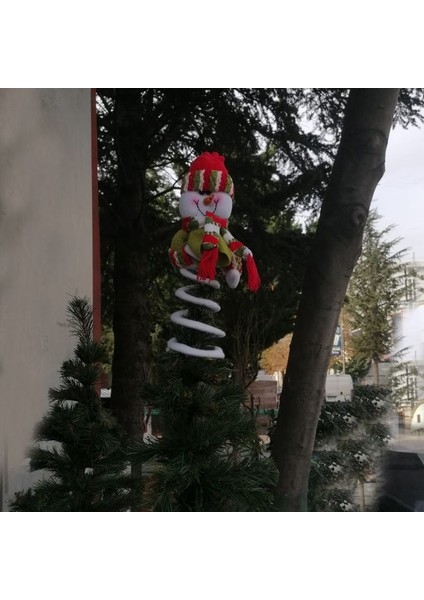 Peluş Yaylı Kardan Adam Yılbaşı Çam Ağacı Tepeliği 32 cm 1 Adet