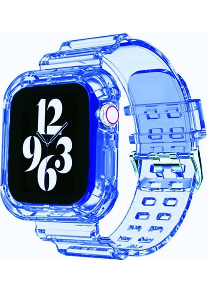 Apple Watch 9 8 7 6 5 4 Se Uyumlu 42-44-45 MM Ebatlar İçin Transparan Tank Kordon Kasa
