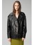 WM019 Oversize Biker Hakiki Deri Kadın Mont 1