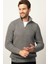 Erkek Slim Fit Dar Kesim Fermuarlı Gri Dik Yaka Triko Kazak 1