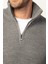 Erkek Slim Fit Dar Kesim Fermuarlı Gri Dik Yaka Triko Kazak 3