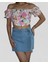 Twin Collectıon Balon Kollu Omuz Dekolteli Saykodelik Desenli Crop Top 1