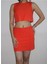 Twin Collectıon Düğmeli Crop Top Nar Çiçeği Takım 2