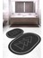 Dijital Baskılı Kaymaz Taban Yıkanabilir Oval 2'li Klozet Takımı Banyo Paspası NOKZ-SD-1064 1