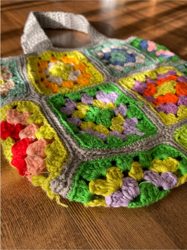El Yapımı Motif Çanta Yeşil Crochet Bag