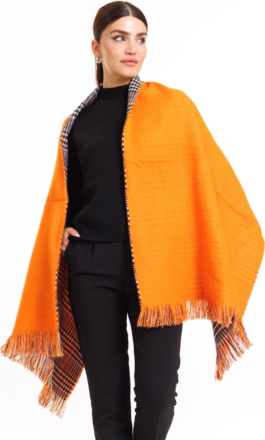 Ladycolor Çift Taraflı Ekose Atkı Şal-Omuz Şal görsel 7