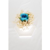Adresiburası Beton Saksıda Gül Cipso Aranjman Masa Çiçeği Mavi