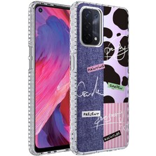 ZORE Oppo A74 4g Kılıf Airbag Kenarlı Renkli Desenli Elegans Kılıf