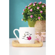 Hedizu İyiyim Türk Kahvesi Fincanı Ahşap Altlıklı