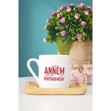 Annem Birtanemsin Türk Kahvesi Fincanı Ahşap Altlıklı