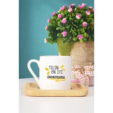 Hedizu Yılın En İyi Doktoru Doktora Hediye Türk Kahvesi Fincanı Ahşap Altlıklı