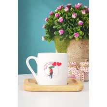 Hedizu Seni Seviyorum Sevgilim Türk Kahvesi Fincanı Ahşap Altlıklı