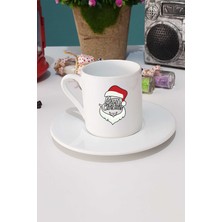Hedizu Merry Christmas Yılbaşı Hediyesi Türk Kahvesi Fincanı Beyaz